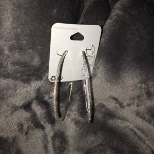 Icing Silver Rhinestone Hoops